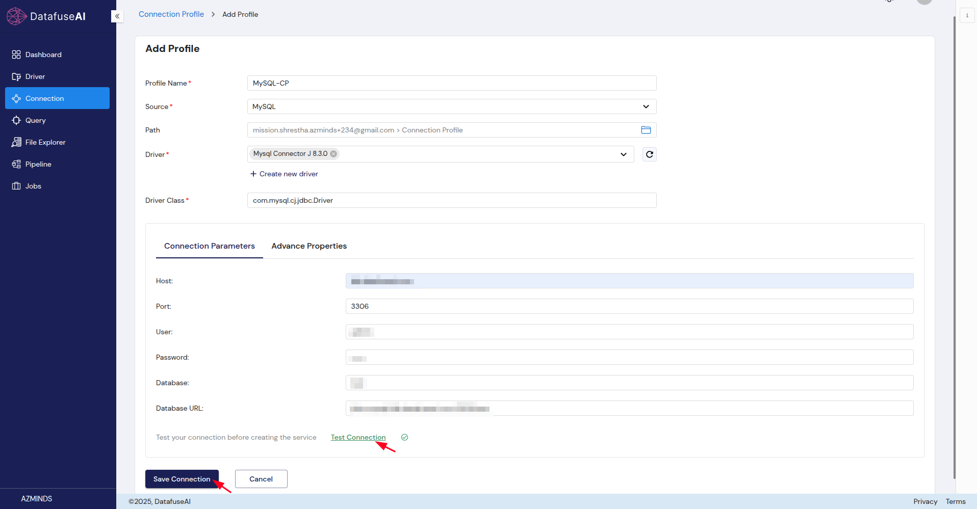 Connection Profile Add Navigation