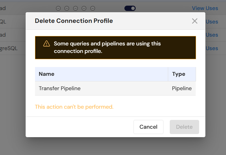 Delete Connection Profile